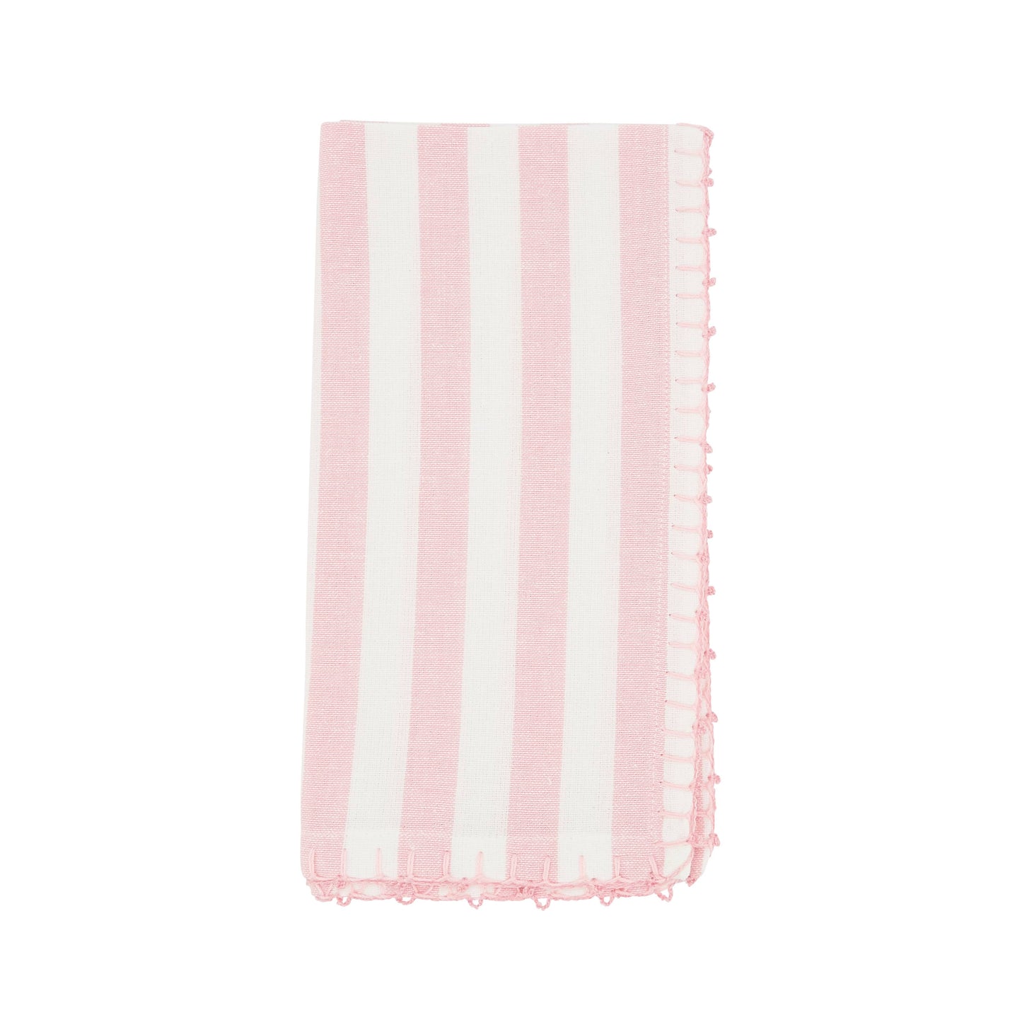 Lively Pompom Border Striped Napkin: Blue / 20"