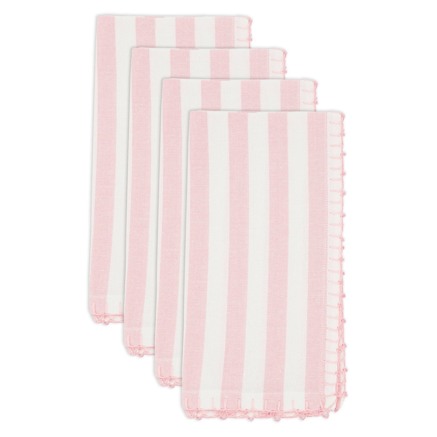 Lively Pompom Border Striped Napkin: Blue / 20"