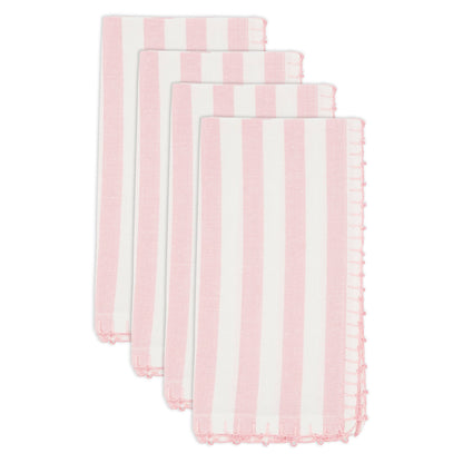 Lively Pompom Border Striped Napkin: Blue / 20"