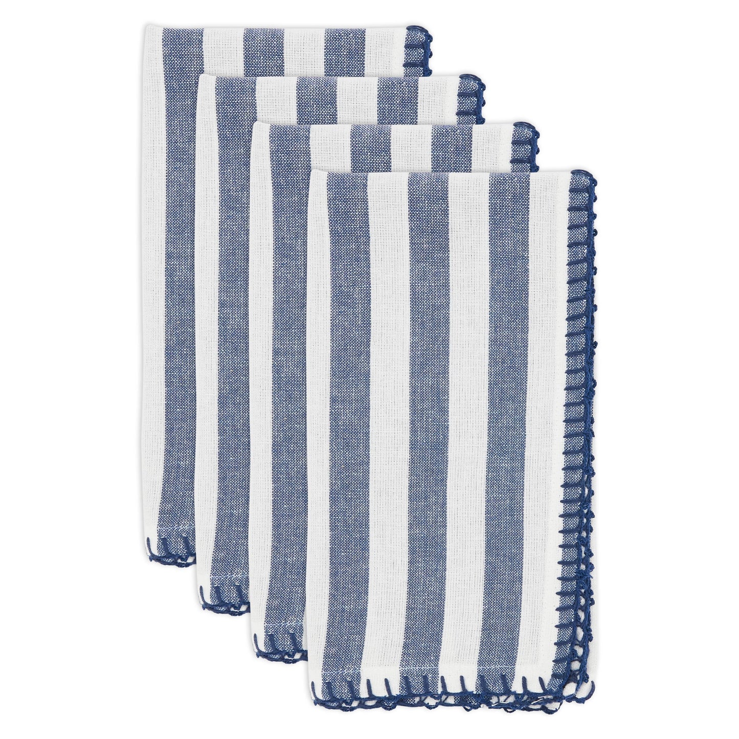 Lively Pompom Border Striped Napkin: Blue / 20"