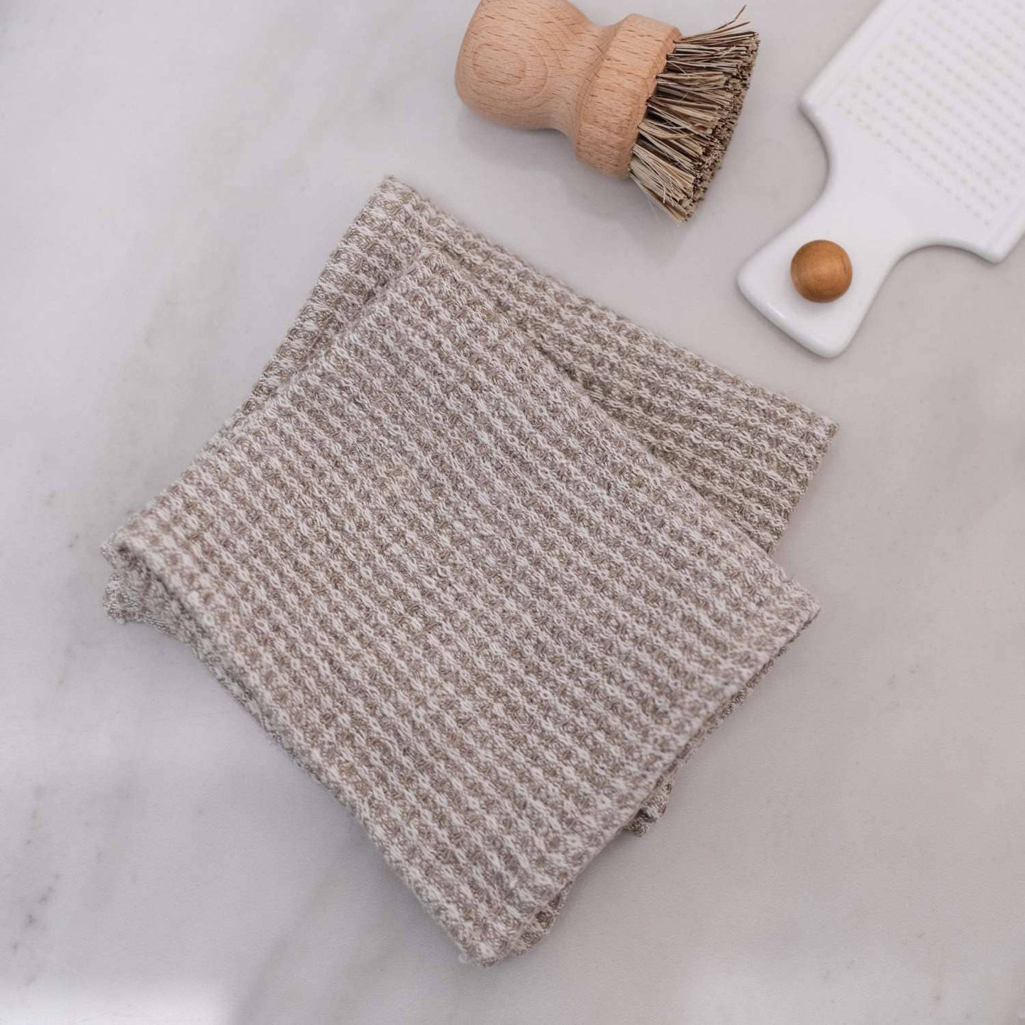 Natural Linen Waffle Dishcloth Set of 2